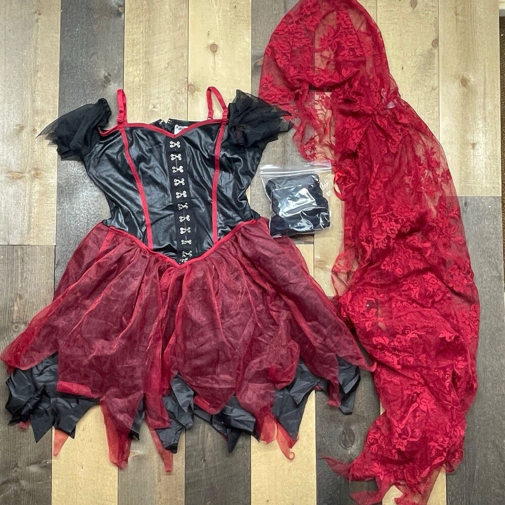 Spirit Halloween Adult Women's MEDIUM (6-10) Dangerous Red Costume Corset Dress